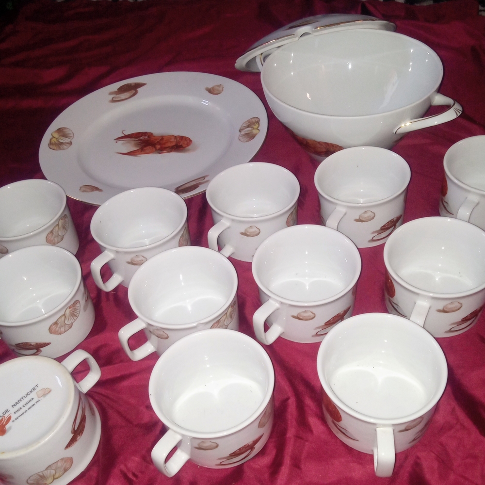 Vintage Wawel China With Lobster And Crawfish Pattern